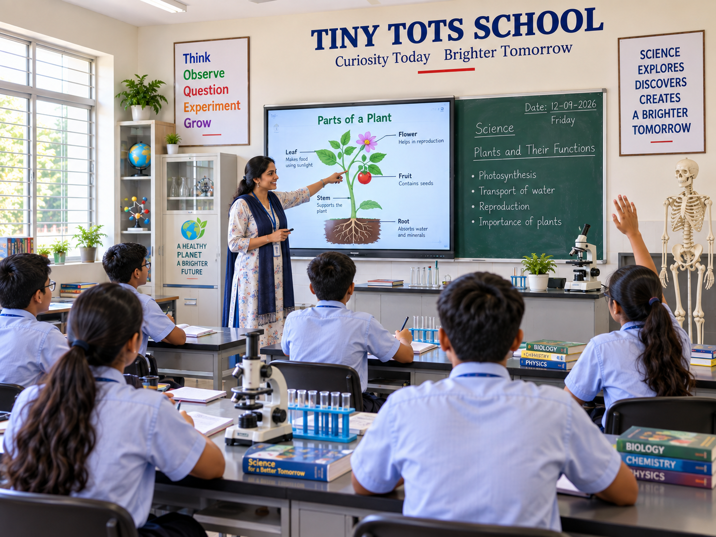 Middle school science lesson at Tiny Tots School