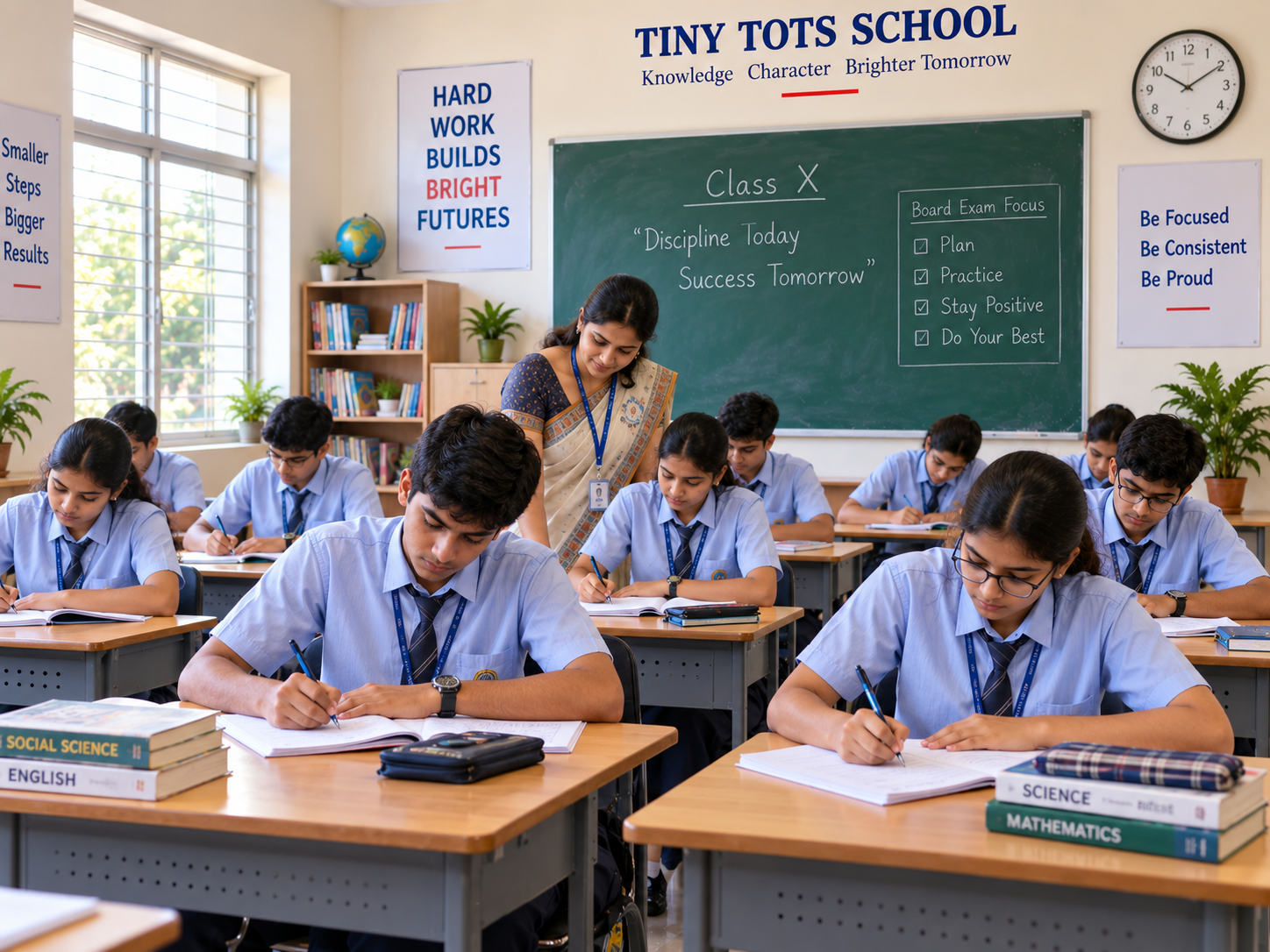 Class X students at work at Tiny Tots School